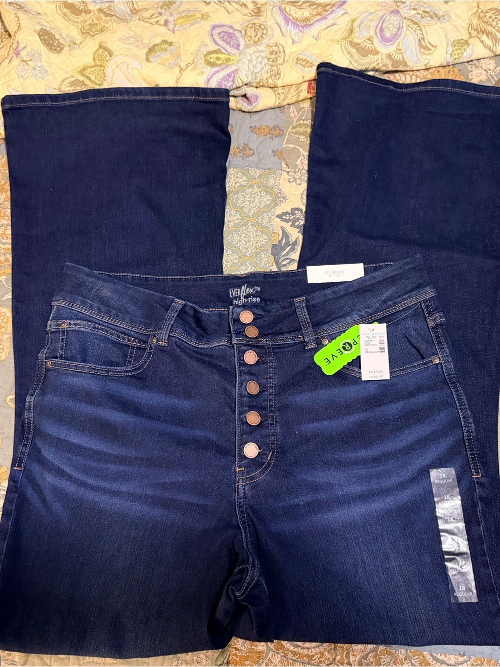 Maurices EVERflex Dark Indigo High-Rise Wide Leg Jeans with Button-Fly NWT